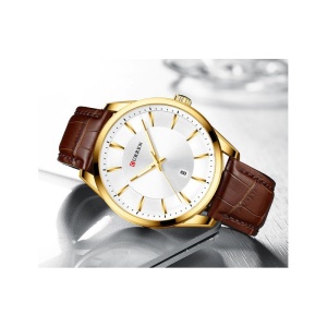 Ceas Barbatesc CURREN M8365 - Maro / Auriu - Img 2