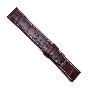 Curea Ceas „Cross-Grain Sport” C3025 – Piele Maro cu Cusătură Albă Contrastantă (18mm - 24mm) - Img 3