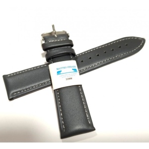 Curea Ceas din Piele Gri, cu Cusătură Alba 20mm 22mm - Img 2
