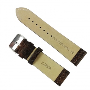 Curea ceas din piele naturală Maro - 24mm WZ2887 - Img 2
