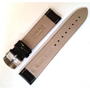 Curea Ceas din Piele Naturală Neagră, cu Cusătură Galbenă 20mm 22mm WZ2014 - Img 2