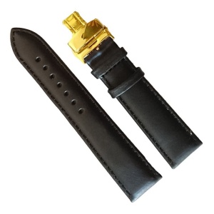 Curea ceas din piele neagra Deployant auriu14mm 16mm 18mm 20mm 22mm 24mm WZ525