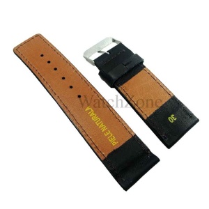 Curea ceas HAND MADE Neagra Cusatura Albastra 24mm 26mm 30mm - Img 2