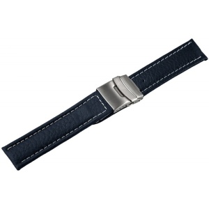 Curea Ceas Piele Naturala Albastra Deployant Cusatura Alba 16mm 18mm 20mm 22mm 24mm 8162302001 - Img 2