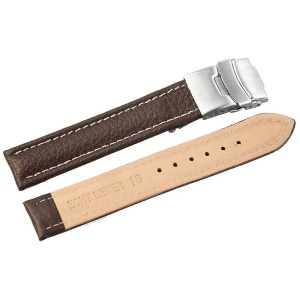 Curea Ceas Piele Naturala Maro Deployant Cusatura Alba 16mm 18mm 20mm 22mm 24mm 8162702001 - Img 4