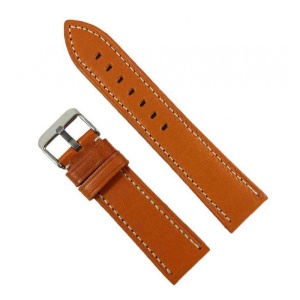 Curea Ceas Piele Naturala Maro Deschis Cusatura Alba 22mm WZ2274