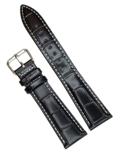 Curea Ceas Piele Naturală Maro/Negru – 18/20/22 mm – Cusătură Albă - Img 4