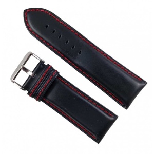 Curea Ceas Piele Naturală Neagră Cusătură Roșie 28mm WZ2360