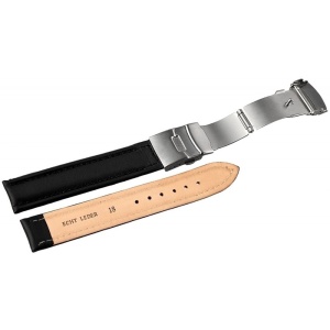 Curea Ceas Piele Naturala Neagra Semilucioasa Deployant 16mm - 24mm 816210100018 - Img 3