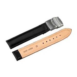 Curea Ceas Piele Naturala Neagra Semilucioasa Deployant 16mm - 24mm 816210100018 - Img 4