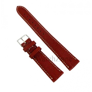Curea ceas piele naturala rosu inchis cusatura alba 20mm 22mm