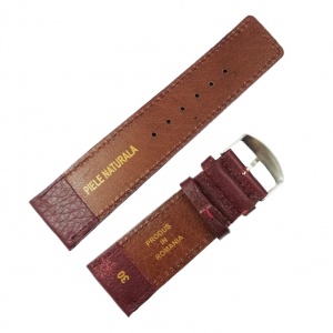 Curea ceas Piele Naturala Visinie Textura Bizonata XL 30mm | Handmade Romania - Img 5