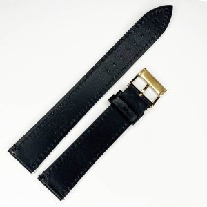 Curea Ceas Piele Naturală WZ1011 – Model XXL Negru Mat cu Cataramă Aurie - Img 3