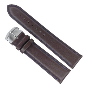 Curea Ceas Time Veranda – Piele Naturală Premium, Maro cu Cusătură Albastră
