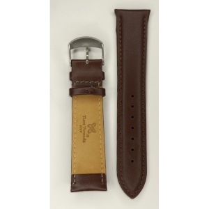 Curea Ceas WatchZone din Piele Naturală Maro Închis, Dublu Strat cu Interior Crem și Cusătură Ton pe Ton, Mărime L (12mm - 24mm) - Img 3