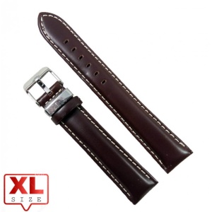 Curea Ceas XL Piele Naturala Maro Cusatura Alba 20mm 24mm WZ2310 - Img 3