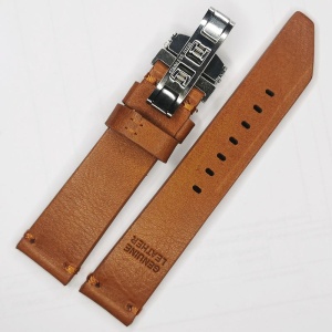 Curea de ceas Anti-alergica maro din piele naturala 20mm 22mm 24mm WZ4176D - Img 2