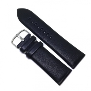 Curea de Ceas Bleumarin – Piele Naturală Bizonată – 26/24 mm – Cusătură Albă – Cataramă Argintie