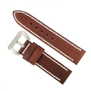Curea de ceas din piele naturala Maro - 24 mm WZ2867 - Img 2