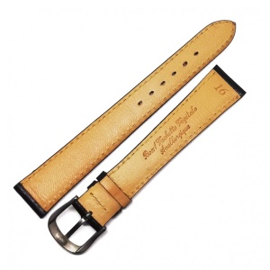 Curea de ceas Fleurus din Piele Vegetala - Antialergica - Culoare neagra, cusatura rosie - 16mm - WZ3917 - Img 2