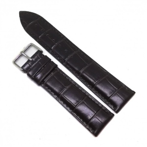 Curea de Ceas Hibrid – Piele Ecologică (Exterior) + Silicon (Interior) – Maro – Imprimeu Crocodil – 22/20 mm – WZ3736