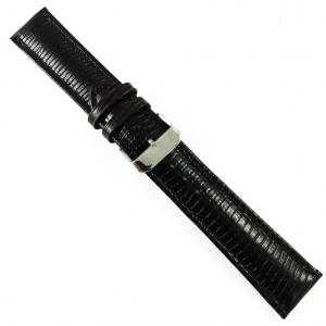 Curea de ceas Maro-inchis din piele naturala cu imprimeu soparla - 22mm - WZ3422 - Img 3