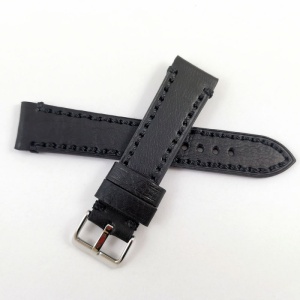 Curea de Ceas Neagră – Piele Naturală – 18/20/22/24/26 mm – Grosime 5 mm - Img 2