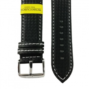 Curea de ceas Neagra din material textil si piele naturala Morellato - 18mm, 20mm, 22mm, 24mm A01U3586977817CR - Img 2
