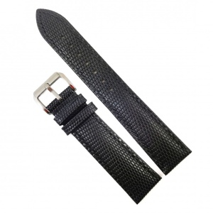 Curea de Ceas Neagră din Piele Naturală – Imprimeu Șopârlă – 12-24 mm – Peste 60 Proceduri – Interior Piele de Capră