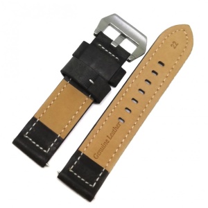 Curea de ceas Neagra din Piele Naturala - Cusatura Neagra - 22mm - WZ3989 - Img 2