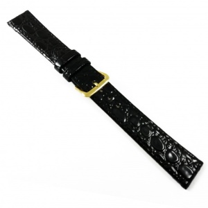 Curea de ceas Neagra, lacuita, din piele naturala - 18mm, 20mm - WZ3412 - Img 3
