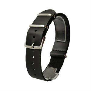 Curea de ceas Neagra tip NATO din Piele 20mm PD006 - Img 2