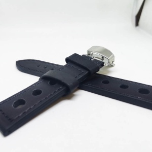Curea de ceas Peyton Neagra din piele naturala cu gaurele 20mm, 22mm, 24mm - WZ4220D - Img 2