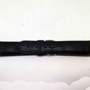 Curea de Ceas Piele Neagră – 22/24 mm – Lungime L (20 cm) – Cataramă Argintie – WZ3632 - Img 3
