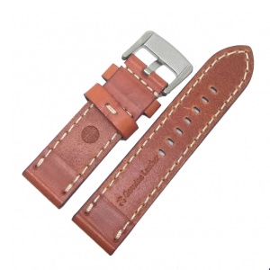 Curea de Ceas Robusta Tech Swiss – Maro cu Cusătură Albă – 24 mm – Grosime 5 mm – Piele Naturală - Img 3
