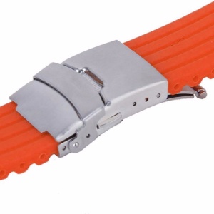 Curea de silicon orange cu inchidere deployant 16mm 18mm 20mm 22mm 24mm WZ862 - Img 3