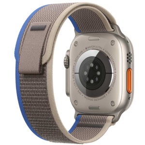 Curea pentru Apple Watch Trail Loop – Albastru/Gri – Țesătură Nailon – Reglaj Infinit – Dimensiuni: 38-41mm / 44-49mm