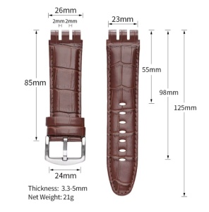 Curea Piele de Vițel pentru Swatch IRONY – 23 mm – Model Bambus – Negru, Maro, Maro Deschis – Cataramă Oțel - Img 6