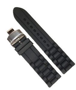 Curea Silicon Neagră Quick Release 22mm – Închidere Deployant – Lungime M 12.5+7.5 cm