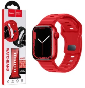 Curea Silicon Stepped pentru Apple Watch – 42/44/45/49 mm – Roșu și Bleumarin – Flexibilă și Confortabilă - Img 4