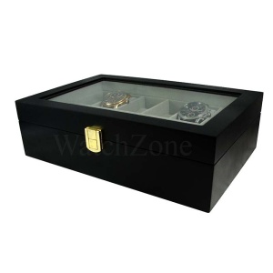 Cutie depozitare ceasuri lemn masiv 12 spatii neagra 12LN + CADOU - Img 3