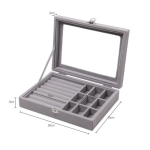 Cutie Gri pentru inele si cercei cu capac transparent WZ5329 - Img 2