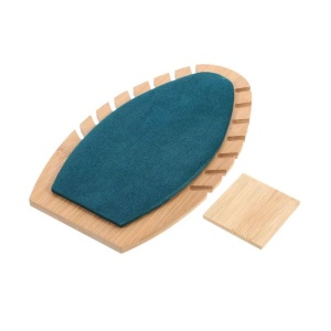 Expozor Lemn Tip Frunză pentru Lanțuri și Coliere – Catifea Verde – 7 Spații – 27 x 15,5 cm – SM5258 - Img 4