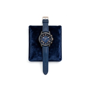 Fossil FS5061 – Cronograf Bărbătesc – Carcasă Neagră – Cadran Albastru cu Numerale Romane – Curea Piele - Img 2