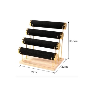 Organizator Premium pentru Bijuterii și Ceasuri – Suport Vertical cu 4 Niveluri și Bază din Lemn - Img 3