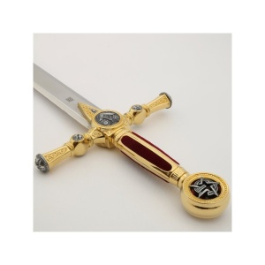 Spadă cu Simboluri Masonice – Ediție de Lux cu Catifea Roșie – Oțel de Toledo – 116 cm - Img 2