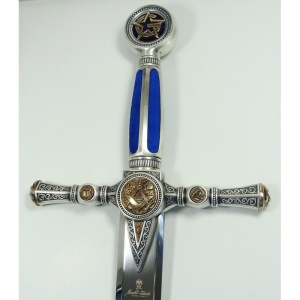Spadă Masonică de Lux Silver – Marto Toledo – Oțel Inoxidabil 116 cm – Model 776 Albastră - Img 9