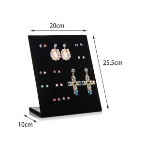 Suport Expunere Cercei – Catifea Gri/Negru – 30 de Perechi (60 Spații) – 25 x 20 cm – WZ1652 - Img 4