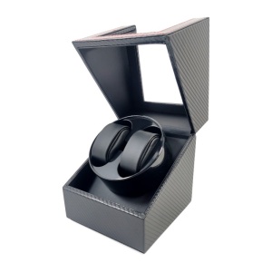 Watch Winder Negru Carbon cu Cusatura Rosie 2+0 - Img 1