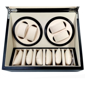 Watch Winder Negru Piele Ecologica 4+6 - Img 3